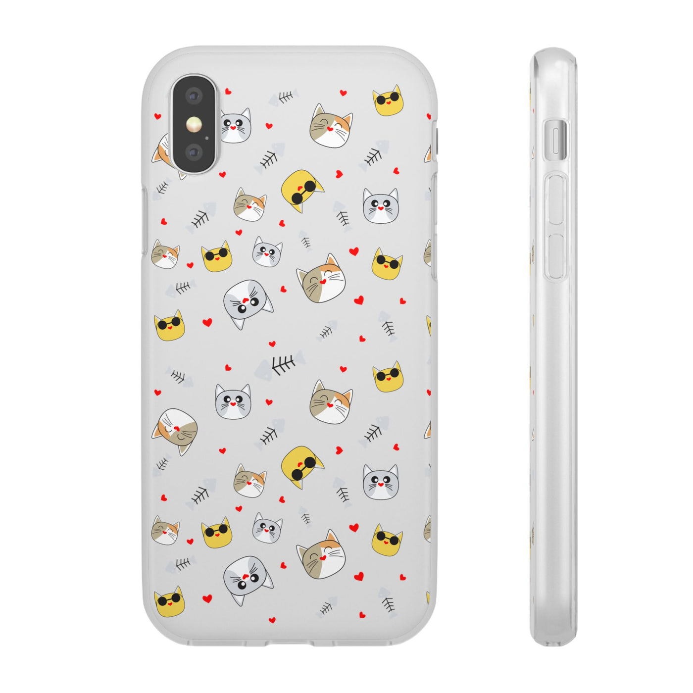 Cute Cat Flexi Phone Case - Adorable Kittens with Hearts and Sunglasses