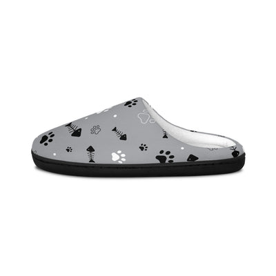Cozy Cat Lover Indoor Slippers with Paw and Fish Print