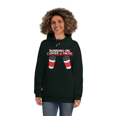 Running on Coffee & Faith Unisex Hoodie | Cozy Motivational Sweatshirt for Coffee Lovers, Perfect Gift for Birthdays, Holidays, Workwear
