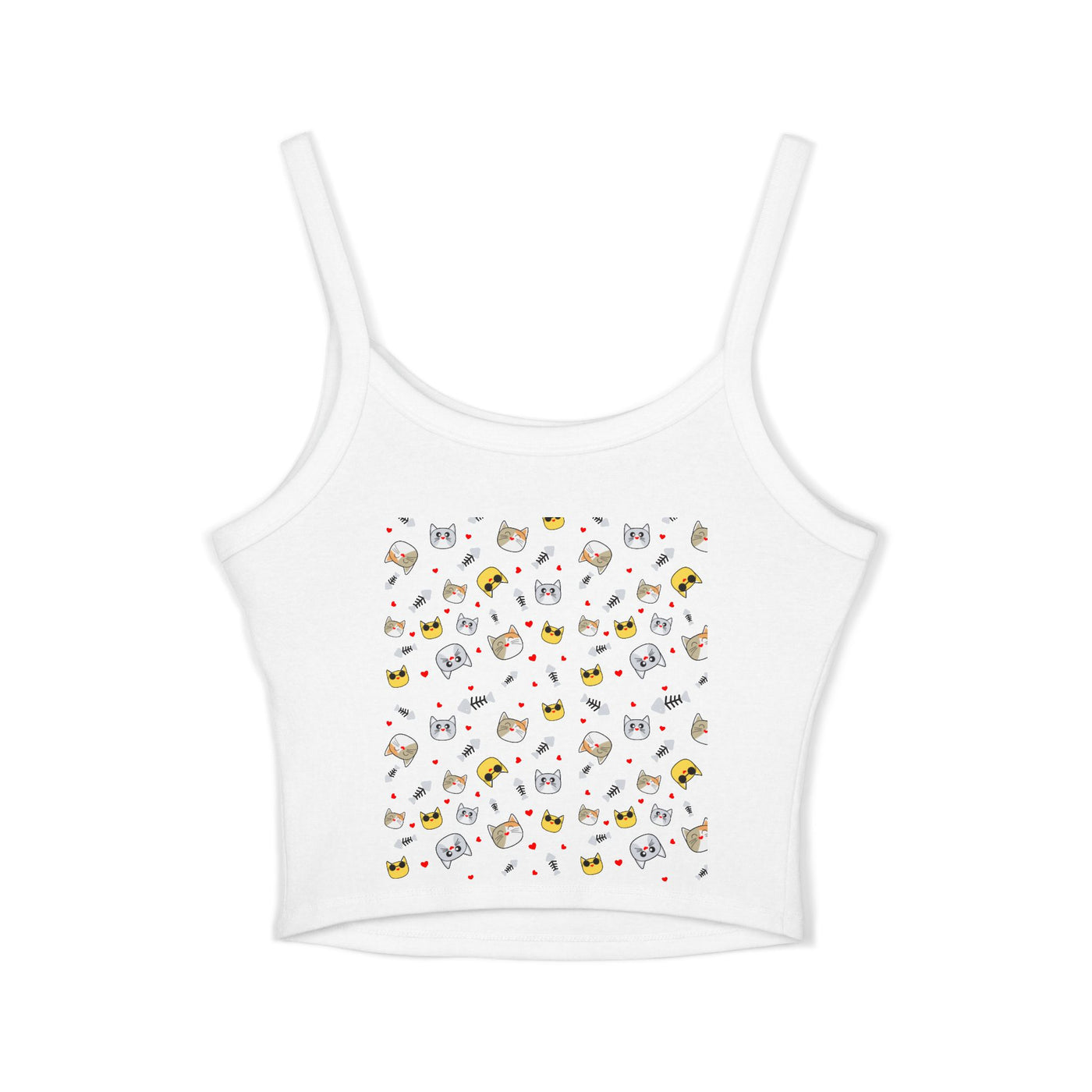 Cute Cat-Themed Women's Spaghetti Strap Tank Top - Fun and Playful Summer Wear
