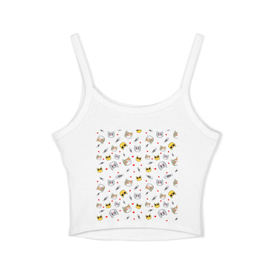 Cute Cat-Themed Women's Spaghetti Strap Tank Top - Fun and Playful Summer Wear