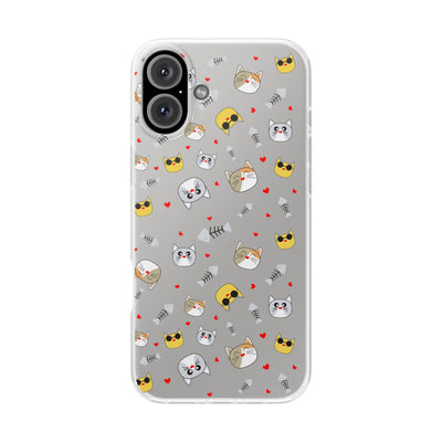 Cute Cat Flexi Phone Case - Adorable Kittens with Hearts and Sunglasses
