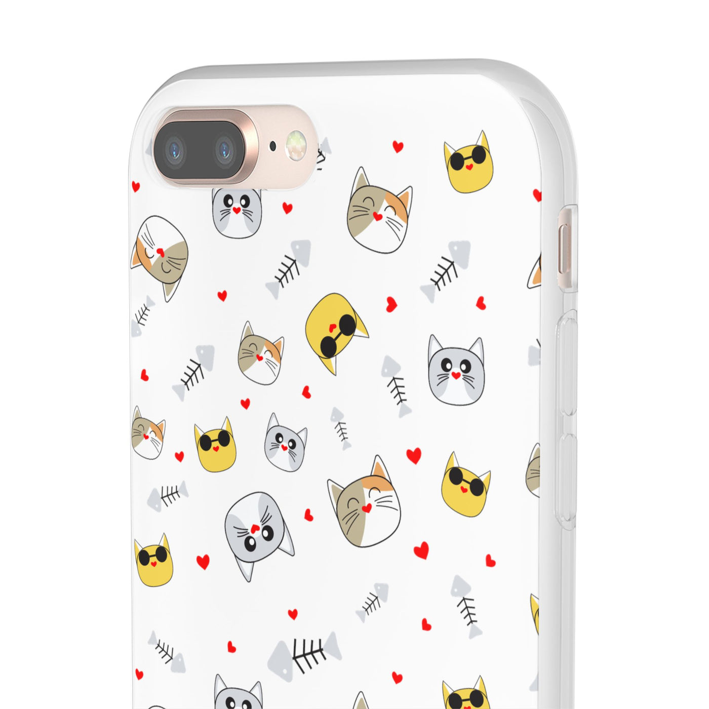 Cute Cat Flexi Phone Case - Adorable Kittens with Hearts and Sunglasses