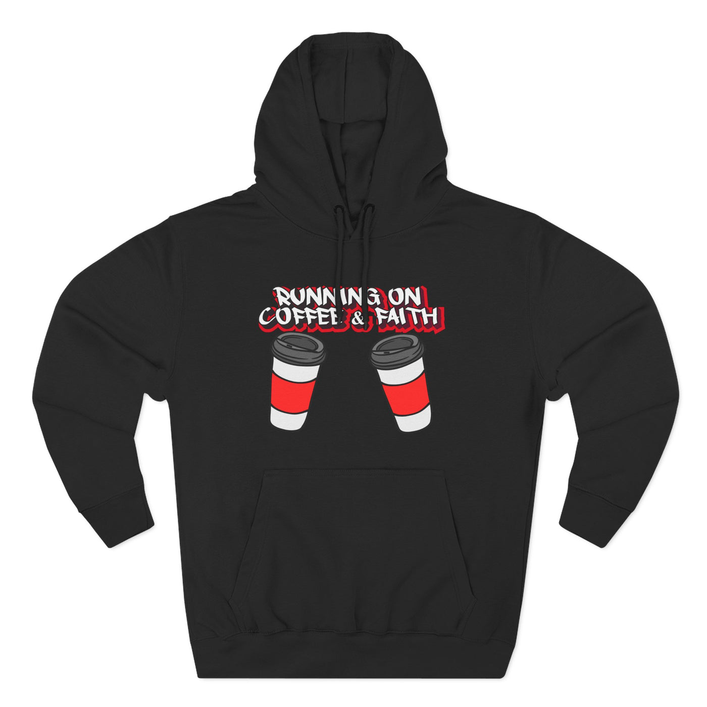 Running on Coffee & Faith Fleece Hoodie - Cozy Pullover for Coffee Lovers