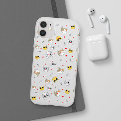 Cute Cat Flexi Phone Case - Adorable Kittens with Hearts and Sunglasses