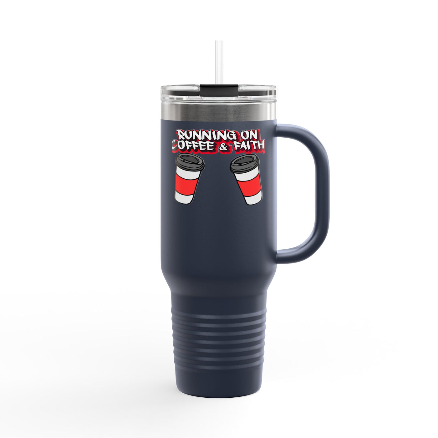 Running on Coffee & Faith Insulated Travel Mug - 40oz Coffee Lover's Companion