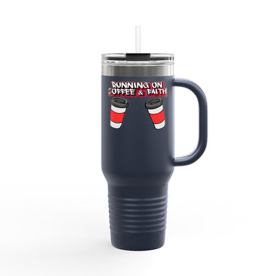 Running on Coffee & Faith Insulated Travel Mug - 40oz Coffee Lover's Companion