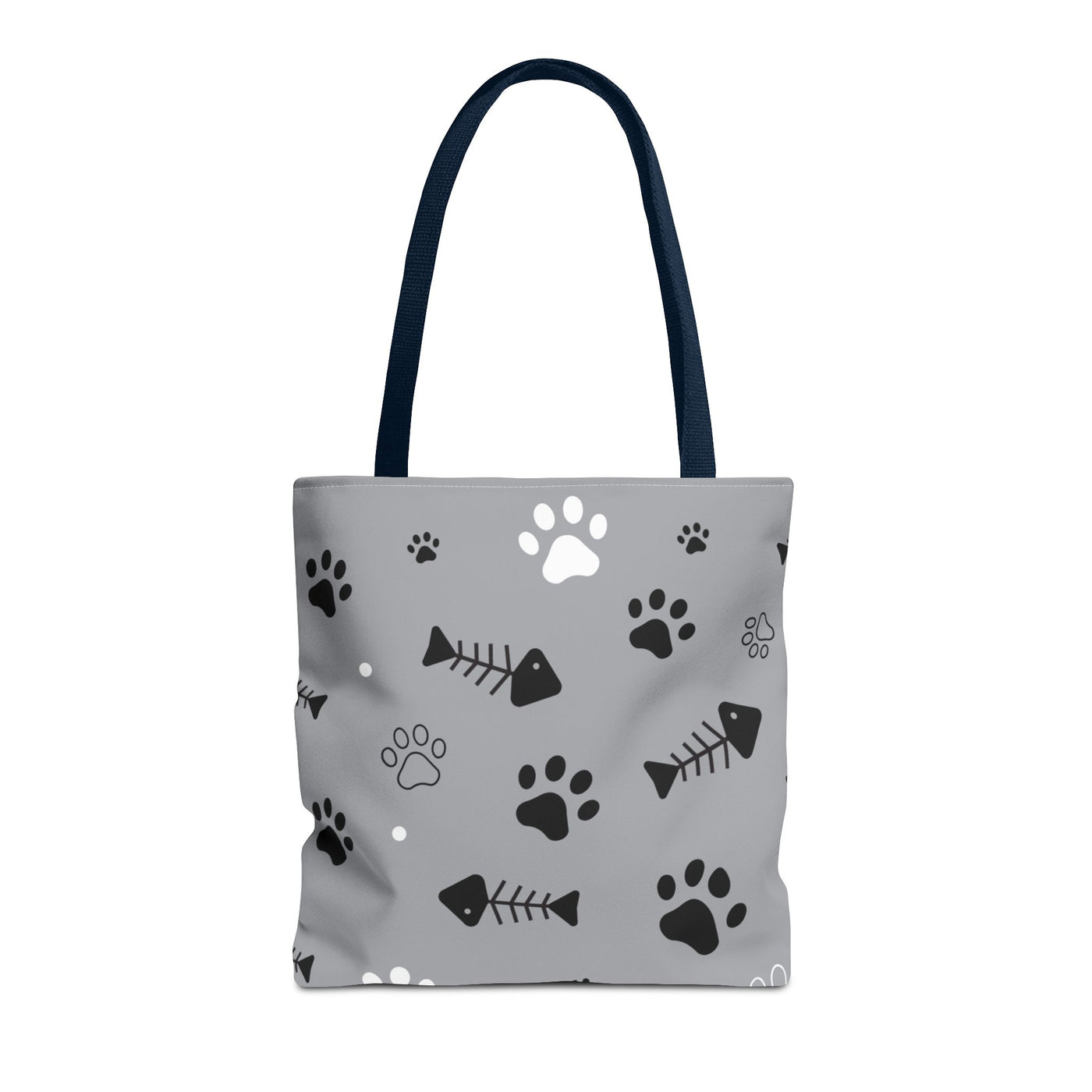 Cute Pet-Themed Tote Bag with Paws and Fish Design