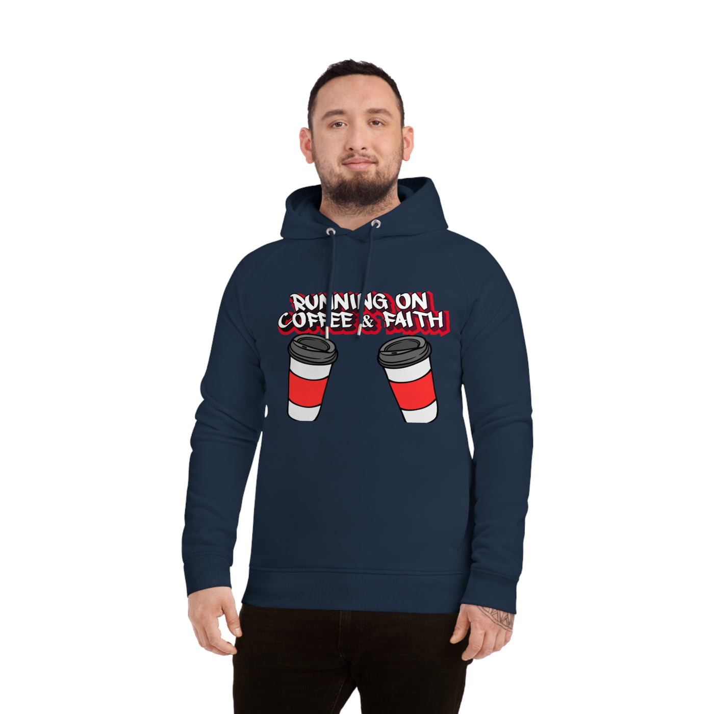 Running on Coffee & Faith Unisex Hoodie | Cozy Motivational Sweatshirt for Coffee Lovers, Perfect Gift for Birthdays, Holidays, Workwear