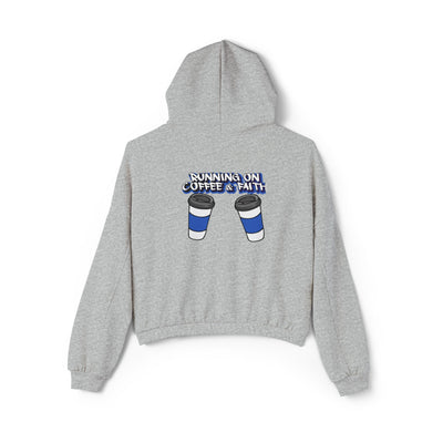 Running on Coffee & Faith Women's Hoodie - Cozy Cinched Bottom Sweatshirt