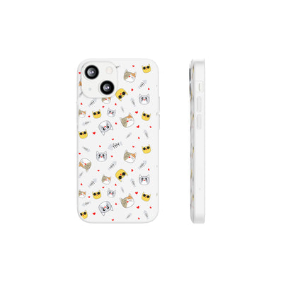 Cute Cat Flexi Phone Case - Adorable Kittens with Hearts and Sunglasses