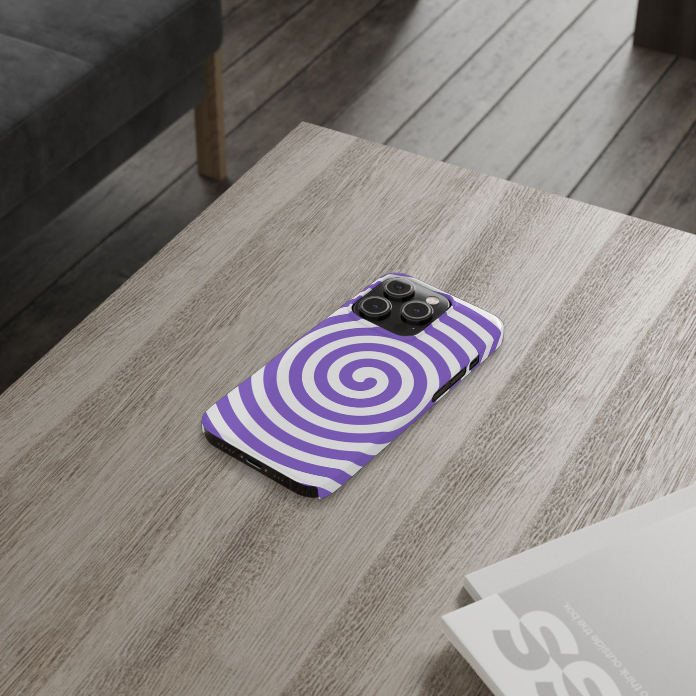 Trendy Purple Spiral Slim Phone Case - Stylish Protection for Your Device