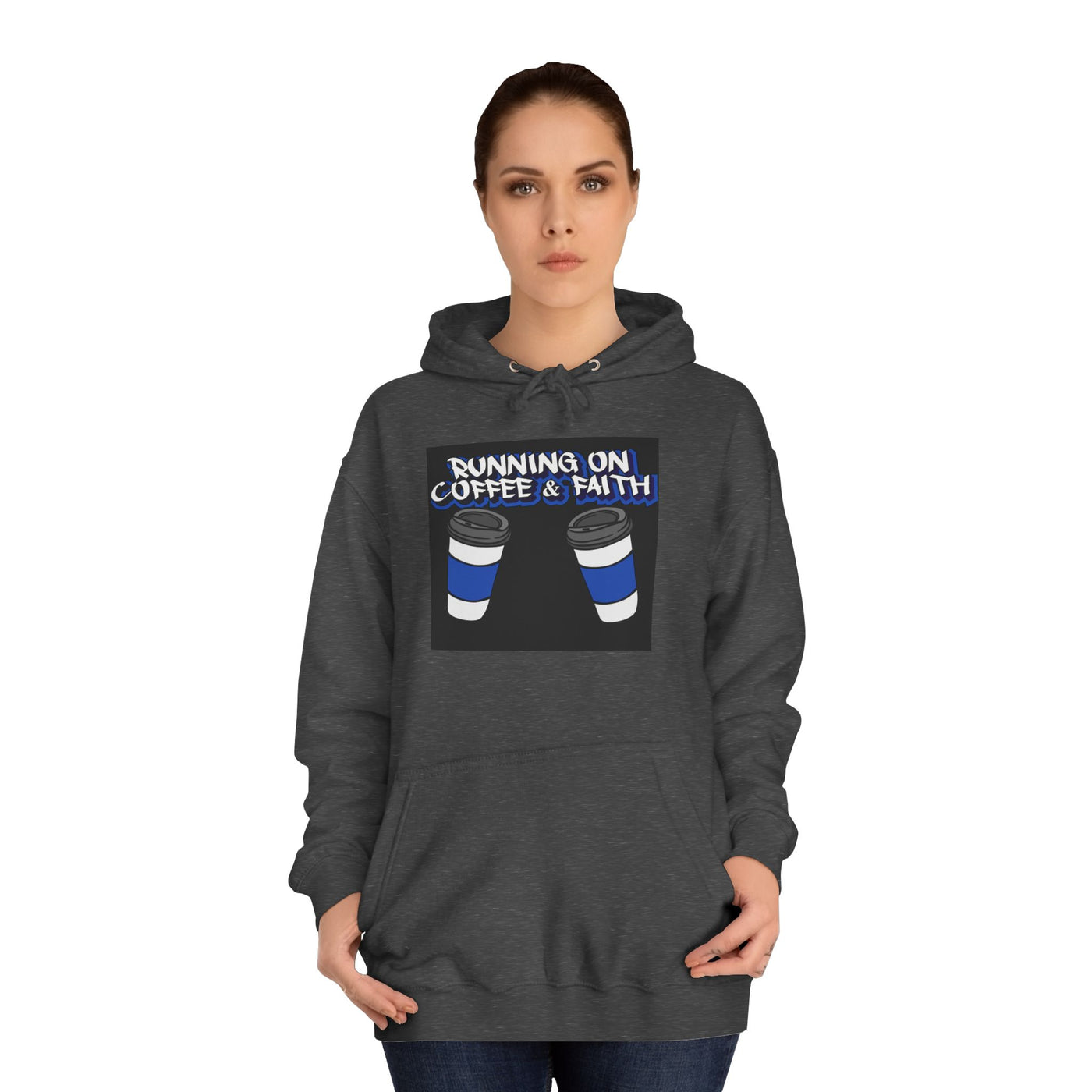 Running on Coffee & Faith Unisex College Hoodie