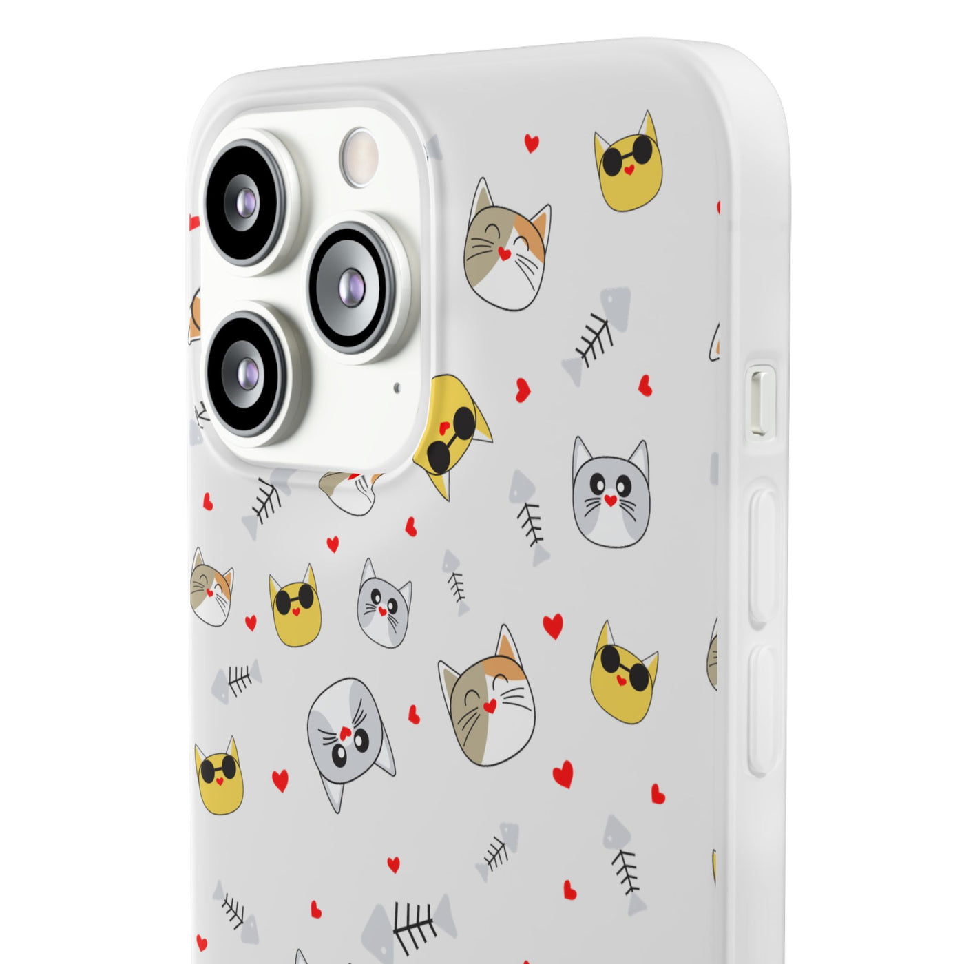 Cute Cat Flexi Phone Case - Adorable Kittens with Hearts and Sunglasses