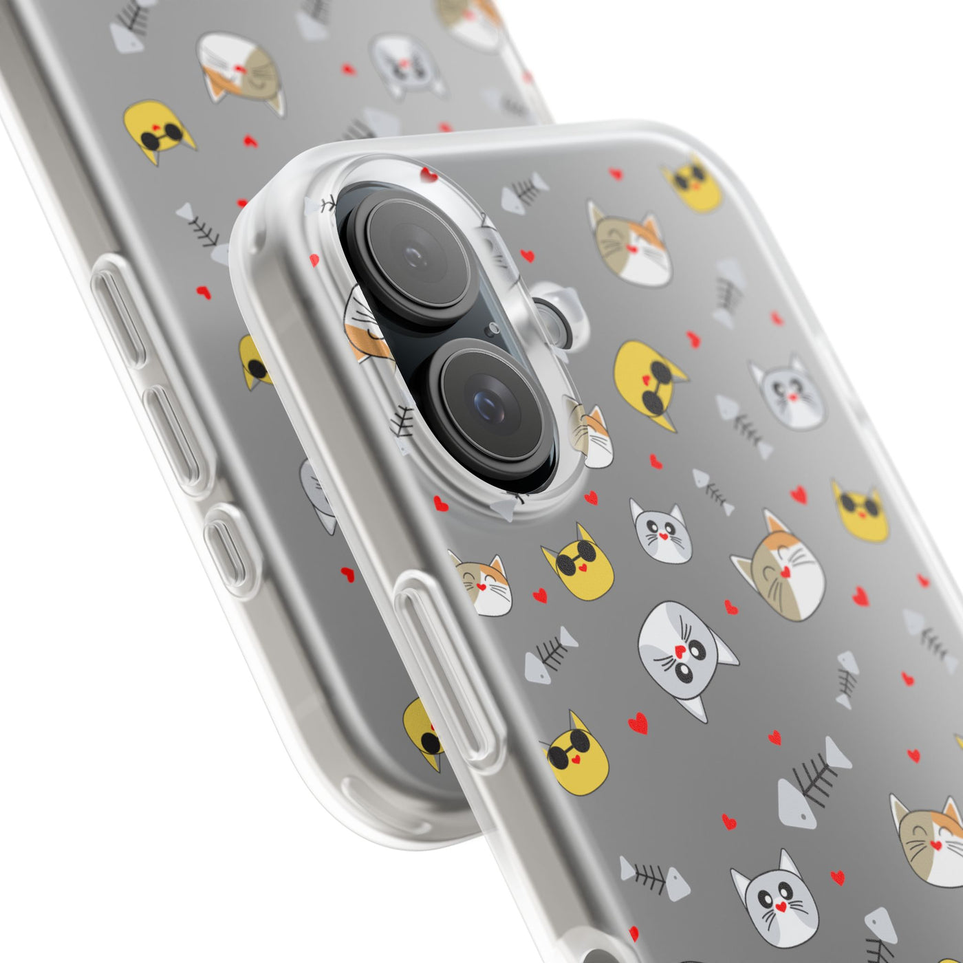 Cute Cat Flexi Phone Case - Adorable Kittens with Hearts and Sunglasses