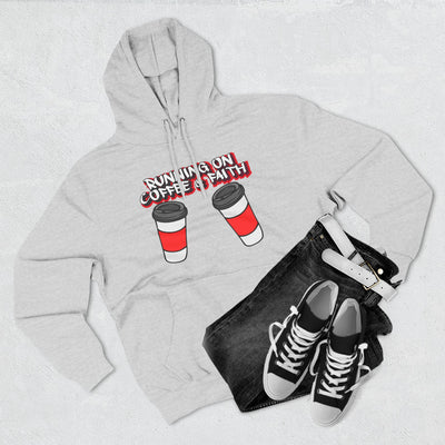 Running on Coffee & Faith Fleece Hoodie - Cozy Pullover for Coffee Lovers