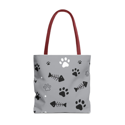Cute Pet-Themed Tote Bag with Paws and Fish Design