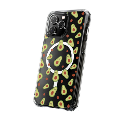 Playful Avocado Magnetic Clear Phone Case - Fun & Quirky Design