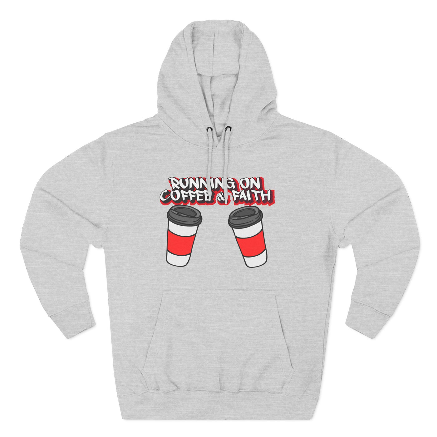 Running on Coffee & Faith Fleece Hoodie - Cozy Pullover for Coffee Lovers