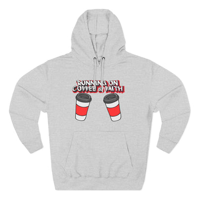 Running on Coffee & Faith Fleece Hoodie - Cozy Pullover for Coffee Lovers