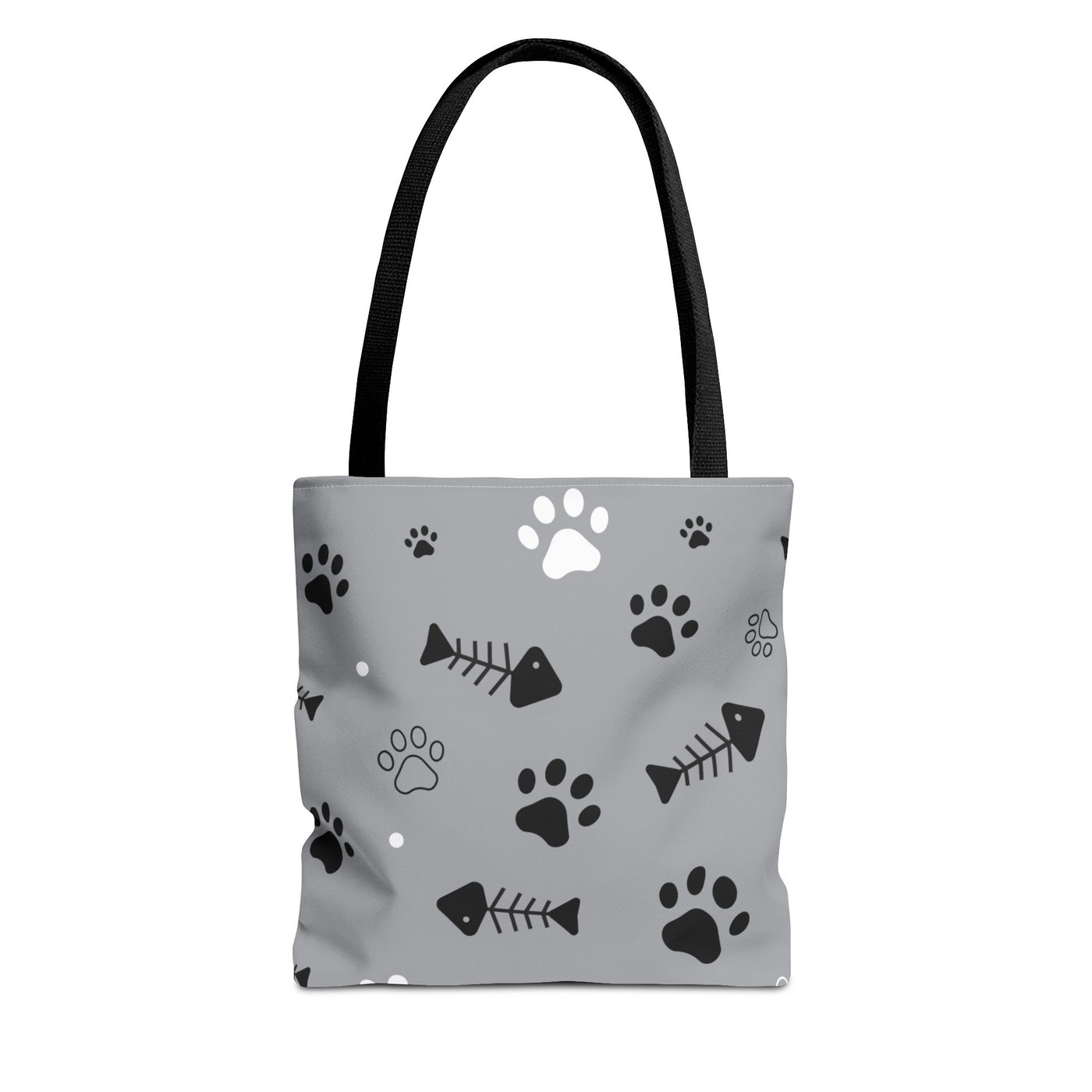 Cute Pet-Themed Tote Bag with Paws and Fish Design