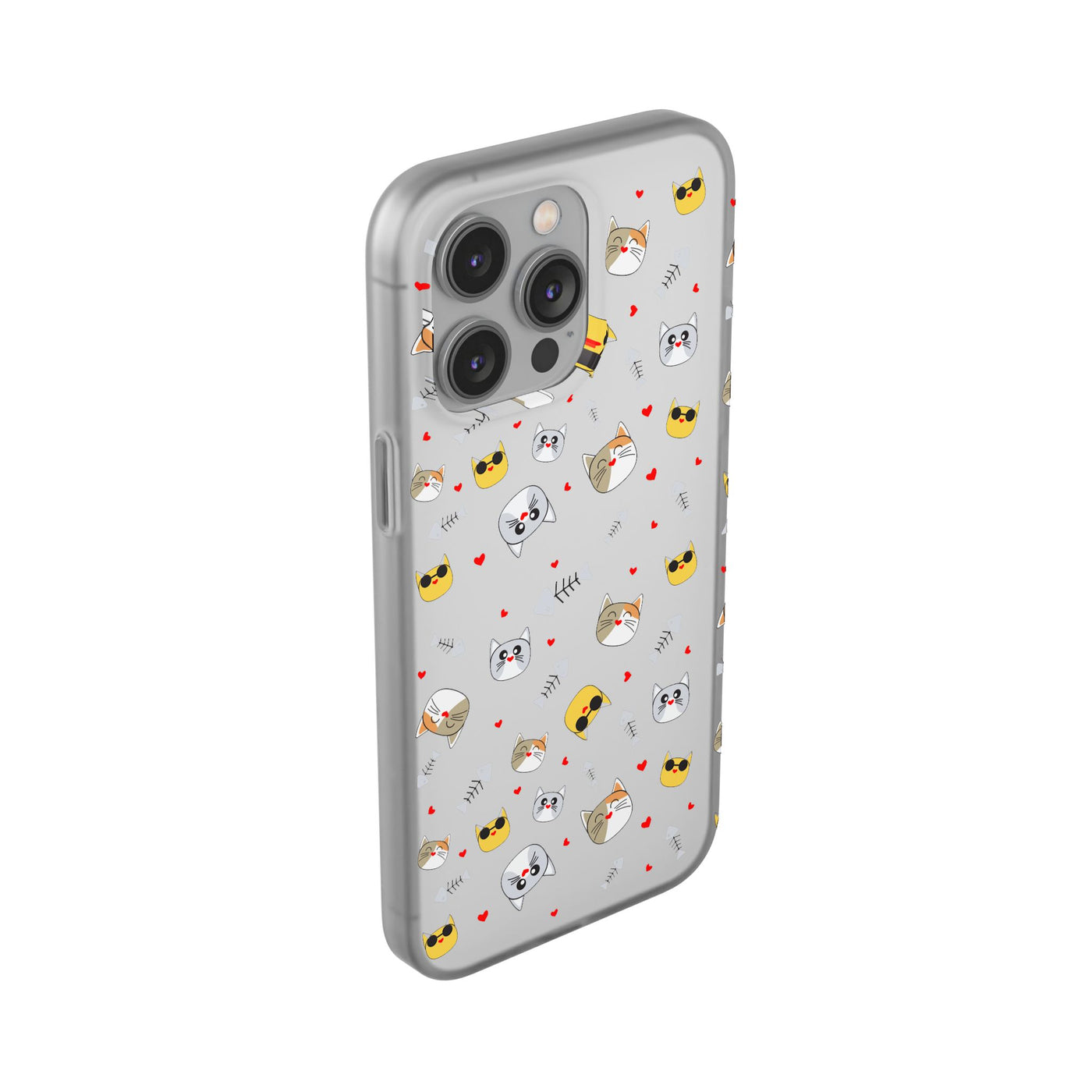 Cute Cat Flexi Phone Case - Adorable Kittens with Hearts and Sunglasses