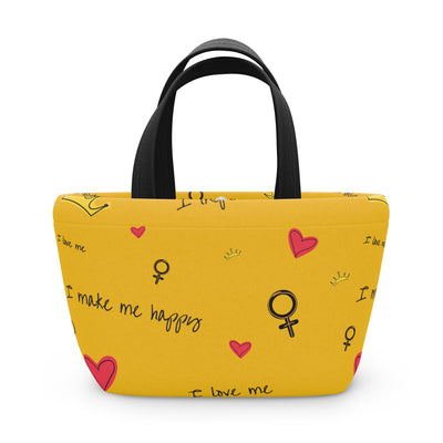 Happy Vibes Lunch Bag - Fun Yellow Tote for Daily Meals