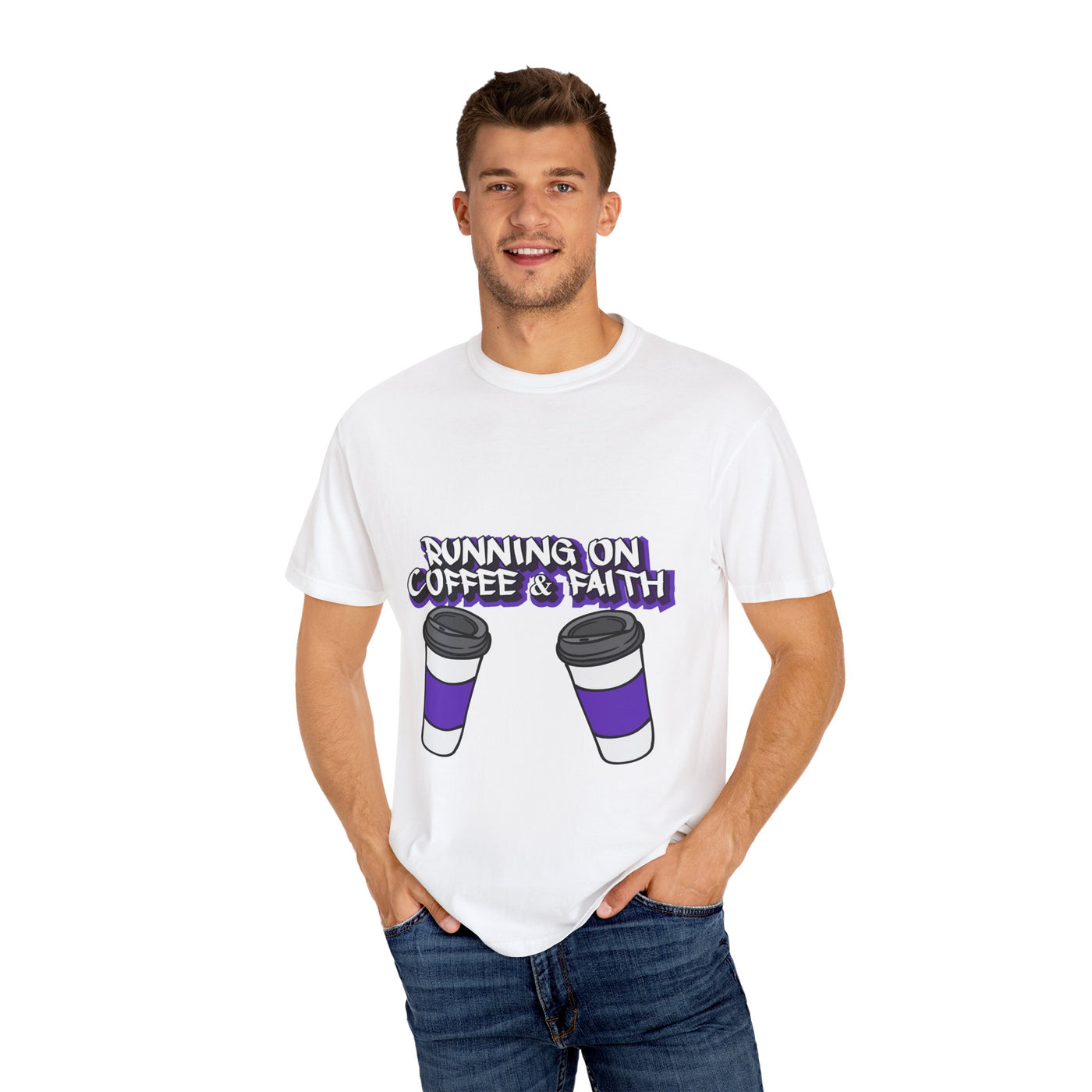 Unisex Coffee & Faith Graphic T-Shirt - Perfect for Relaxed Days