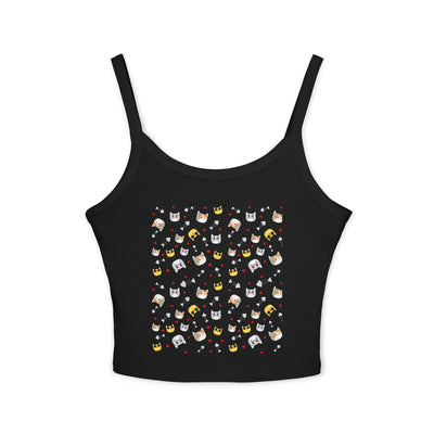 Cute Cat-Themed Women's Spaghetti Strap Tank Top - Fun and Playful Summer Wear