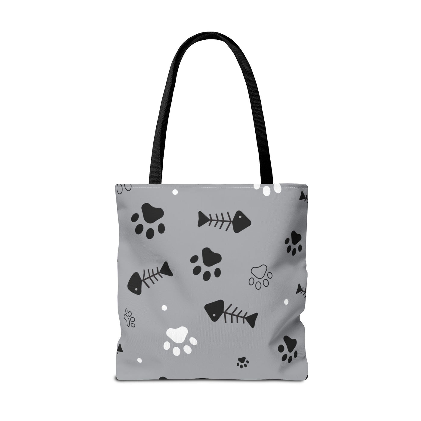 Cute Pet-Themed Tote Bag with Paws and Fish Design