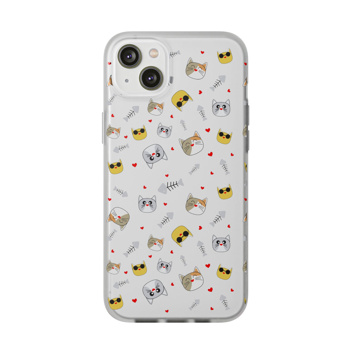 Cute Cat Flexi Phone Case - Adorable Kittens with Hearts and Sunglasses