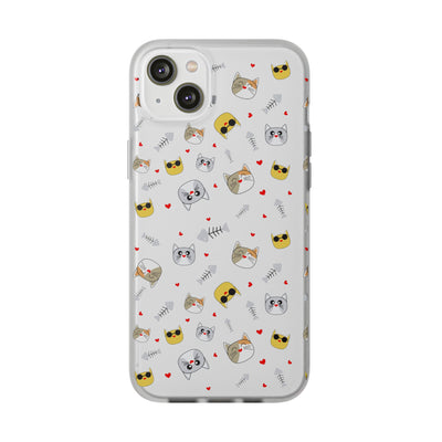 Cute Cat Flexi Phone Case - Adorable Kittens with Hearts and Sunglasses