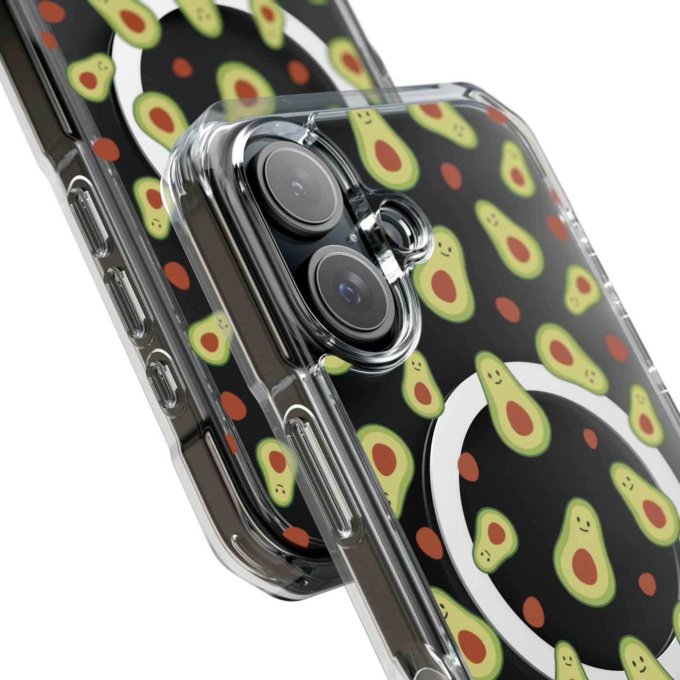 Playful Avocado Magnetic Clear Phone Case - Fun & Quirky Design