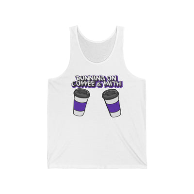 Running on Coffee & Faith Unisex Jersey Tank, Perfect for Coffee Lovers, Faith Enthusiasts, Casual Wear, Gifts for Church Events, [...]