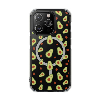 Playful Avocado Magnetic Clear Phone Case - Fun & Quirky Design
