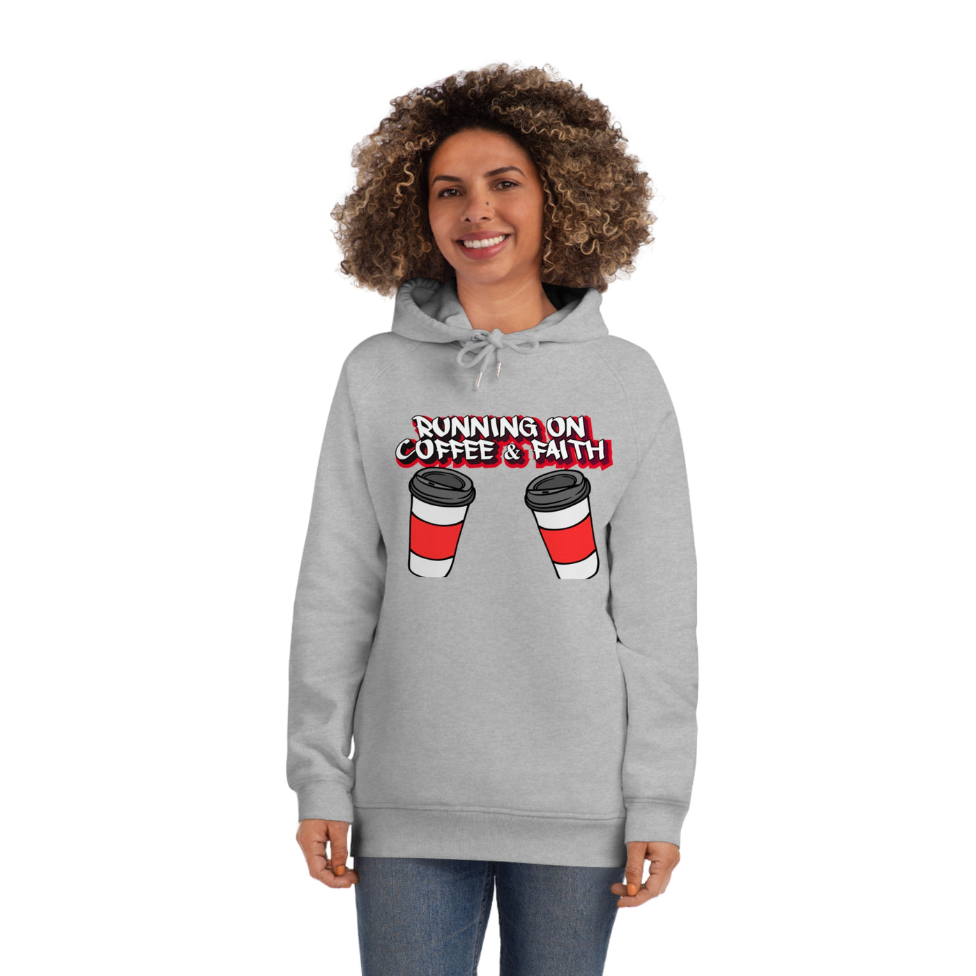 Running on Coffee & Faith Unisex Hoodie | Cozy Motivational Sweatshirt for Coffee Lovers, Perfect Gift for Birthdays, Holidays, Workwear