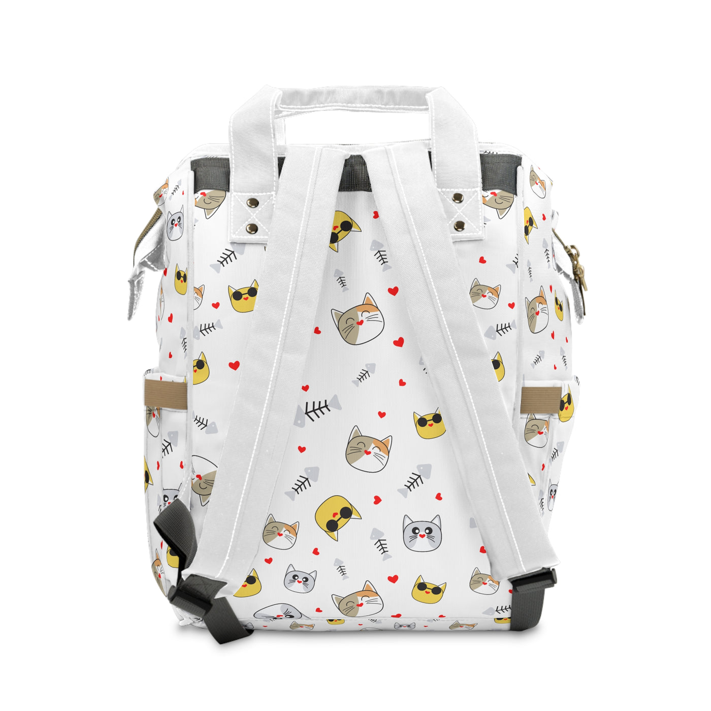 Cute Cat Print Multifunctional Diaper Backpack – Stylish & Practical for Parents