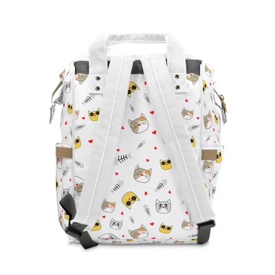 Cute Cat Print Multifunctional Diaper Backpack – Stylish & Practical for Parents