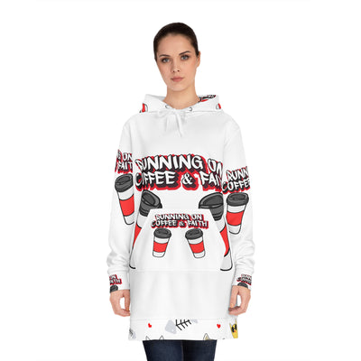Running on Coffee & Faith Women's Hoodie Dress – Cozy and Inspirational Fashion for Coffee Lovers