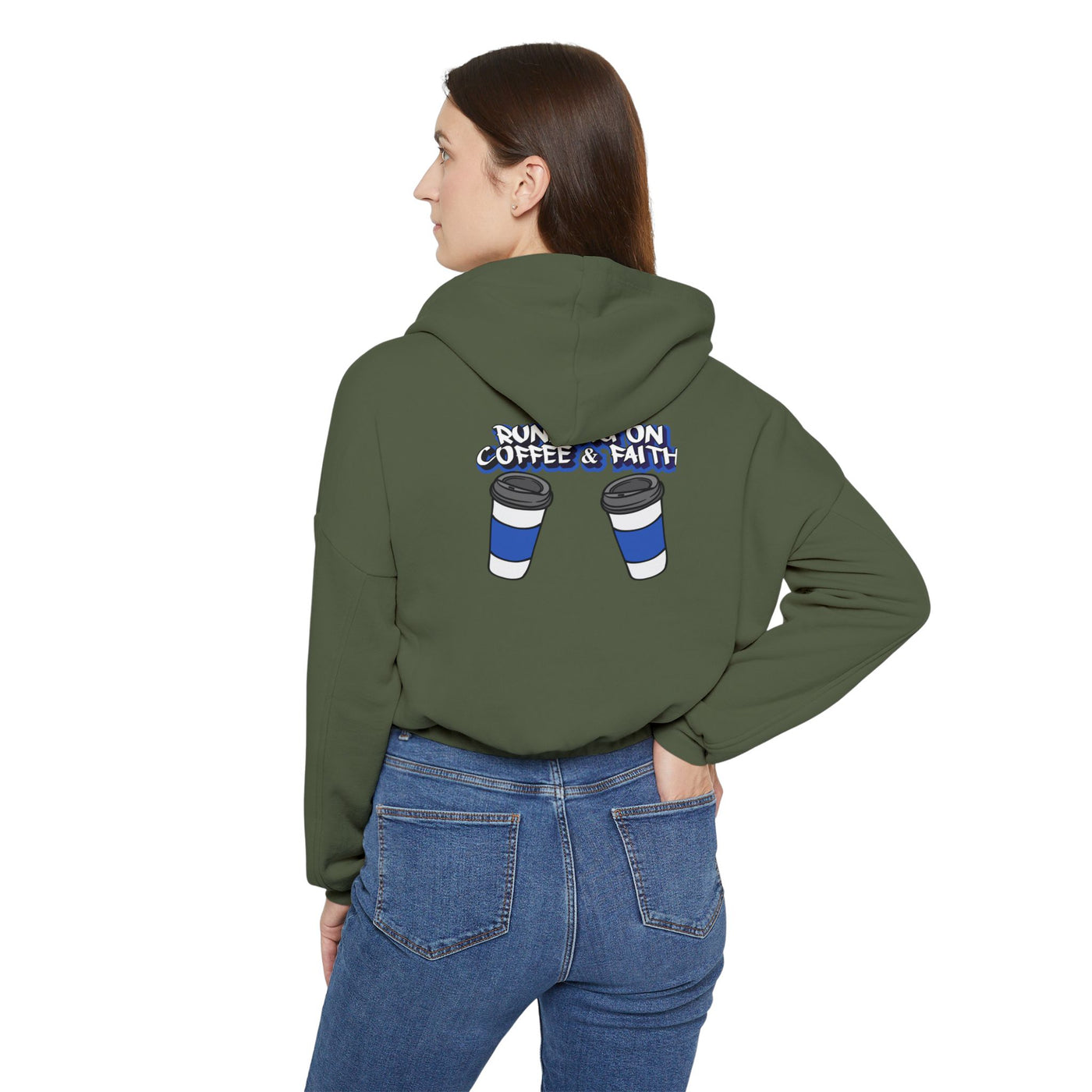 Running on Coffee & Faith Women's Hoodie - Cozy Cinched Bottom Sweatshirt
