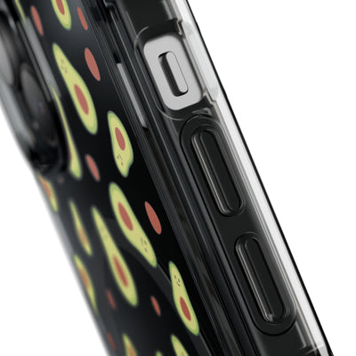 Playful Avocado Magnetic Clear Phone Case - Fun & Quirky Design