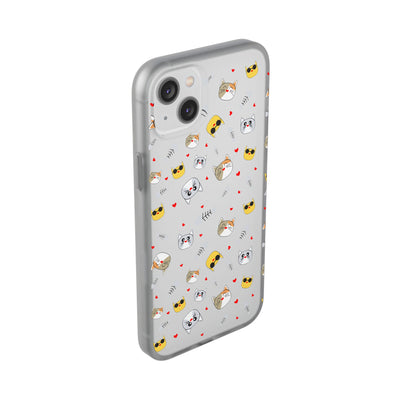 Cute Cat Flexi Phone Case - Adorable Kittens with Hearts and Sunglasses