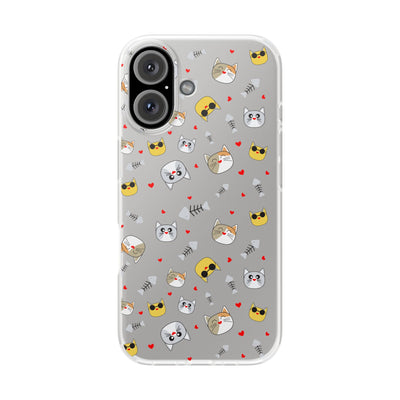 Cute Cat Flexi Phone Case - Adorable Kittens with Hearts and Sunglasses