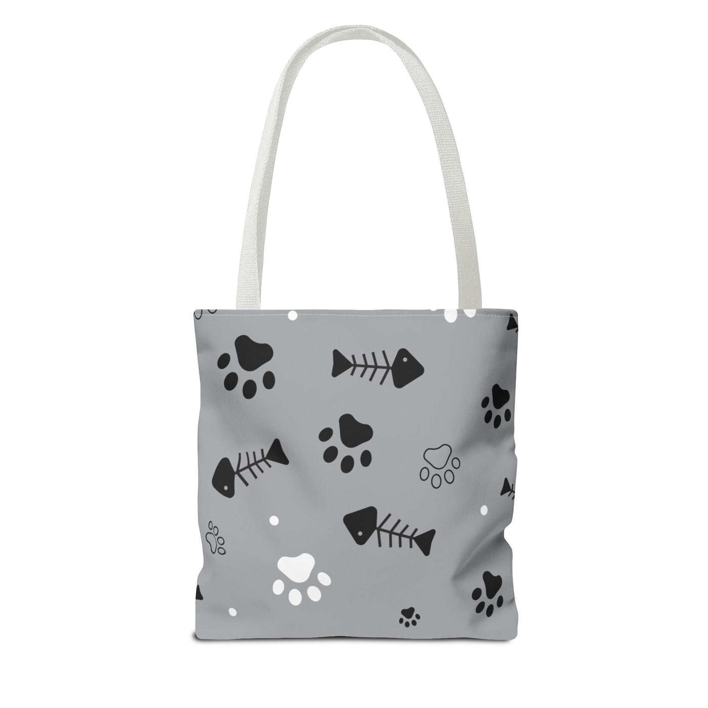 Cute Pet-Themed Tote Bag with Paws and Fish Design