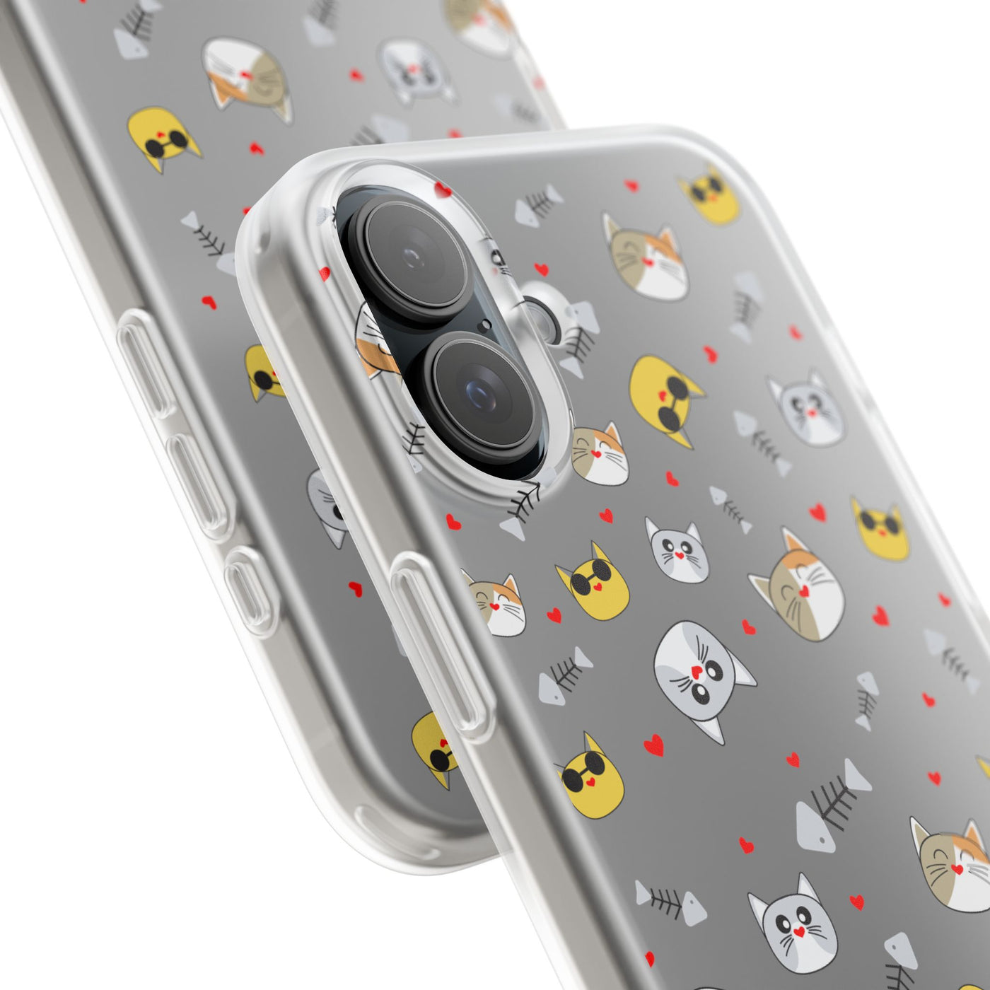 Cute Cat Flexi Phone Case - Adorable Kittens with Hearts and Sunglasses