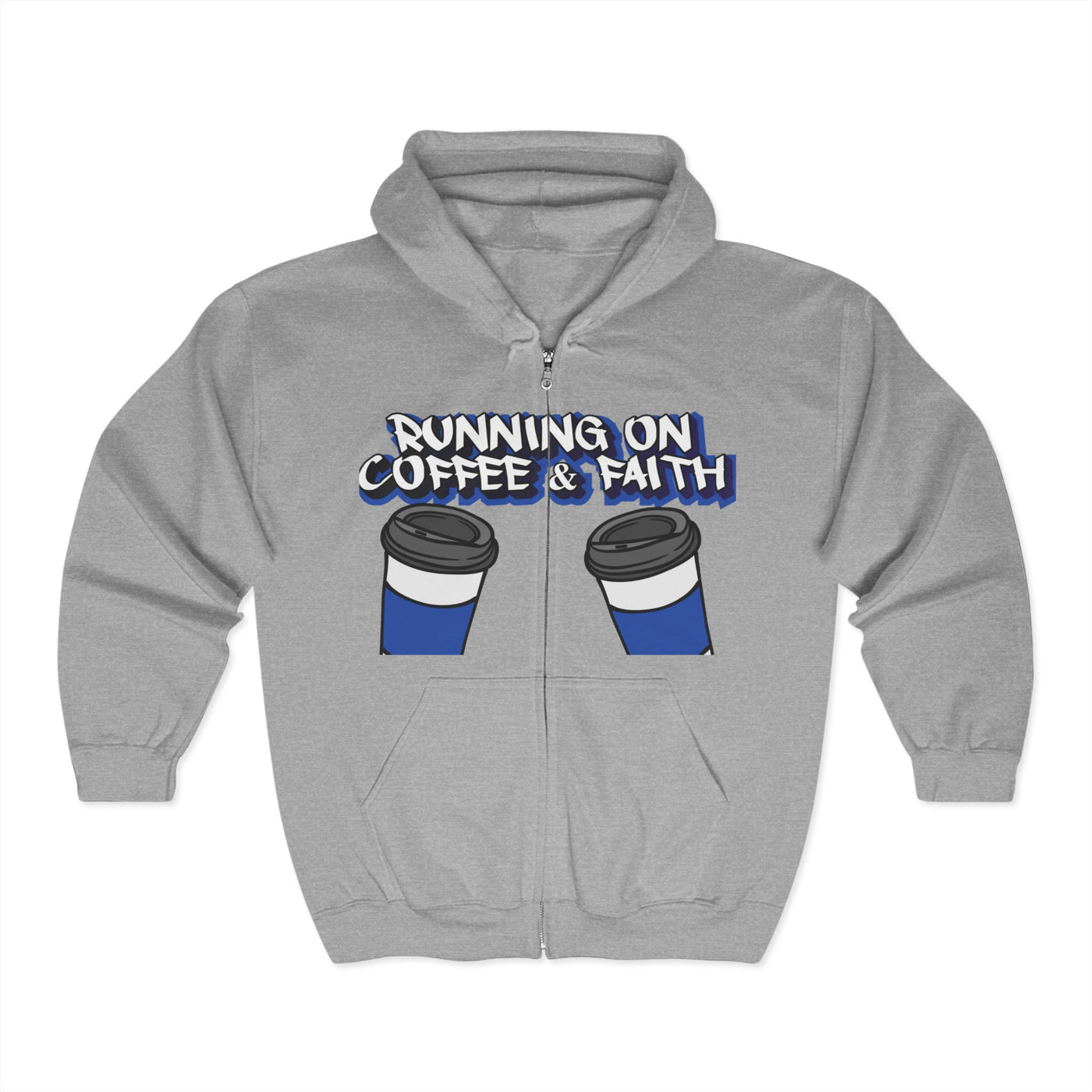 Running on Coffee & Faith Hoodie - Unisex Heavy Blend Full Zip Sweatshirt