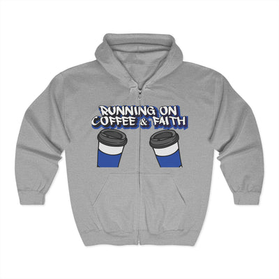 Running on Coffee & Faith Hoodie - Unisex Heavy Blend Full Zip Sweatshirt