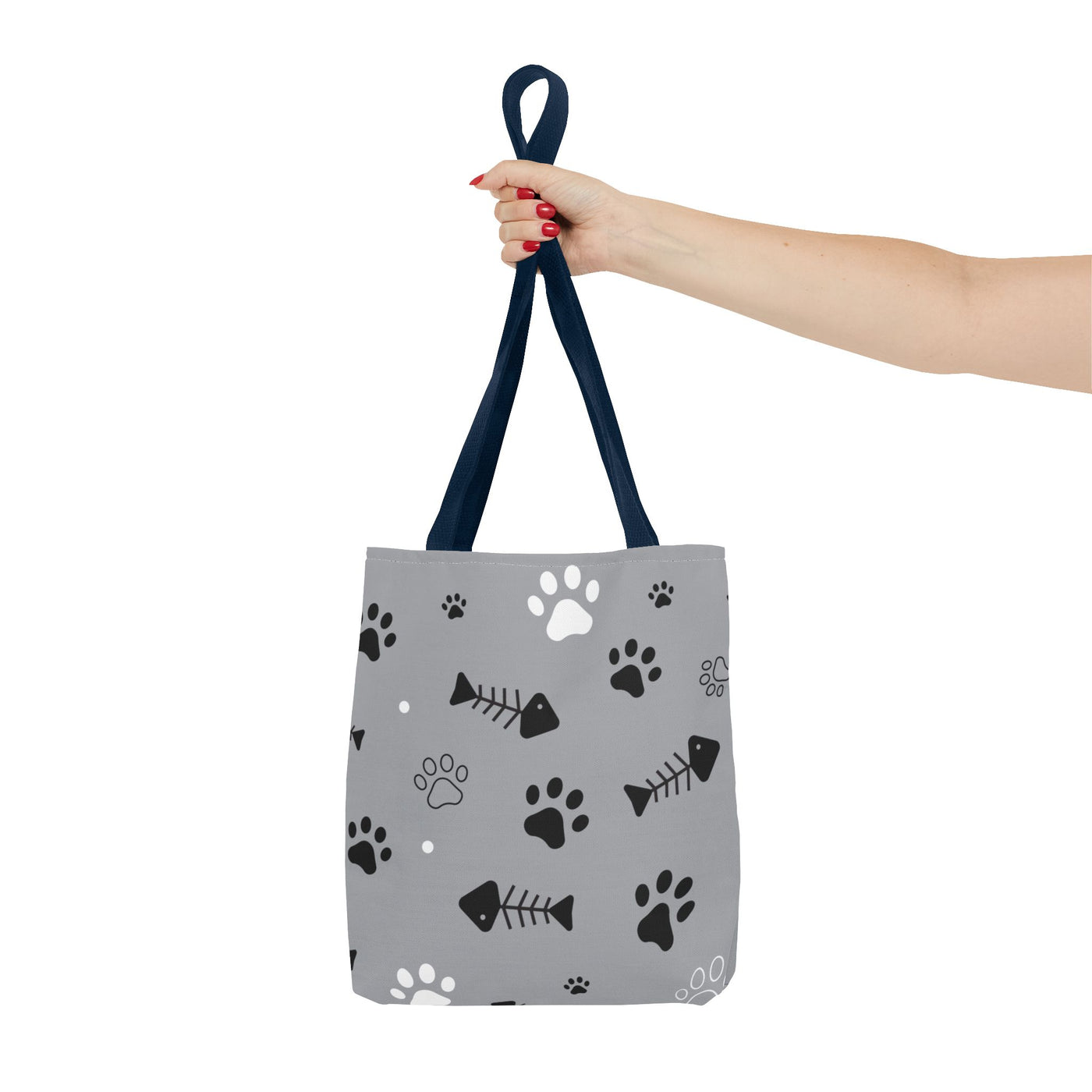 Cute Pet-Themed Tote Bag with Paws and Fish Design