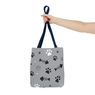 Cute Pet-Themed Tote Bag with Paws and Fish Design
