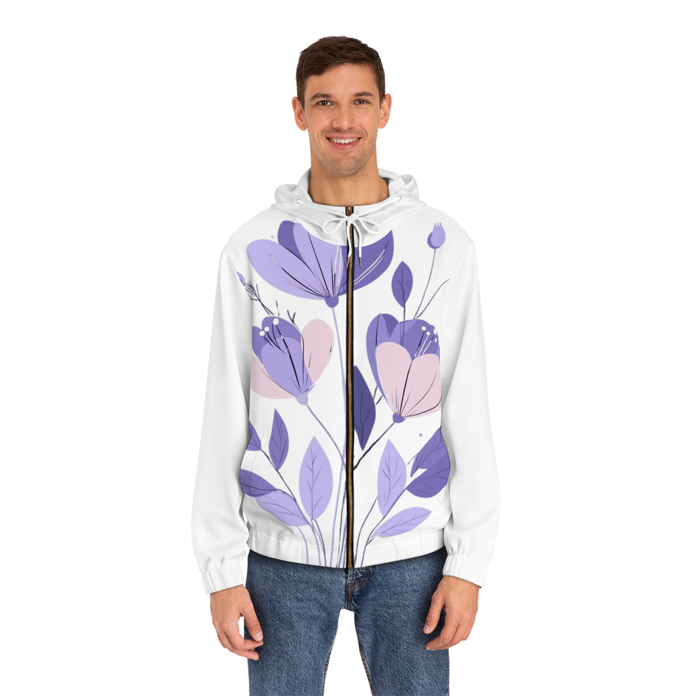 Floral Men's Full-Zip Hoodie - Stylish Comfort for All Occasions
